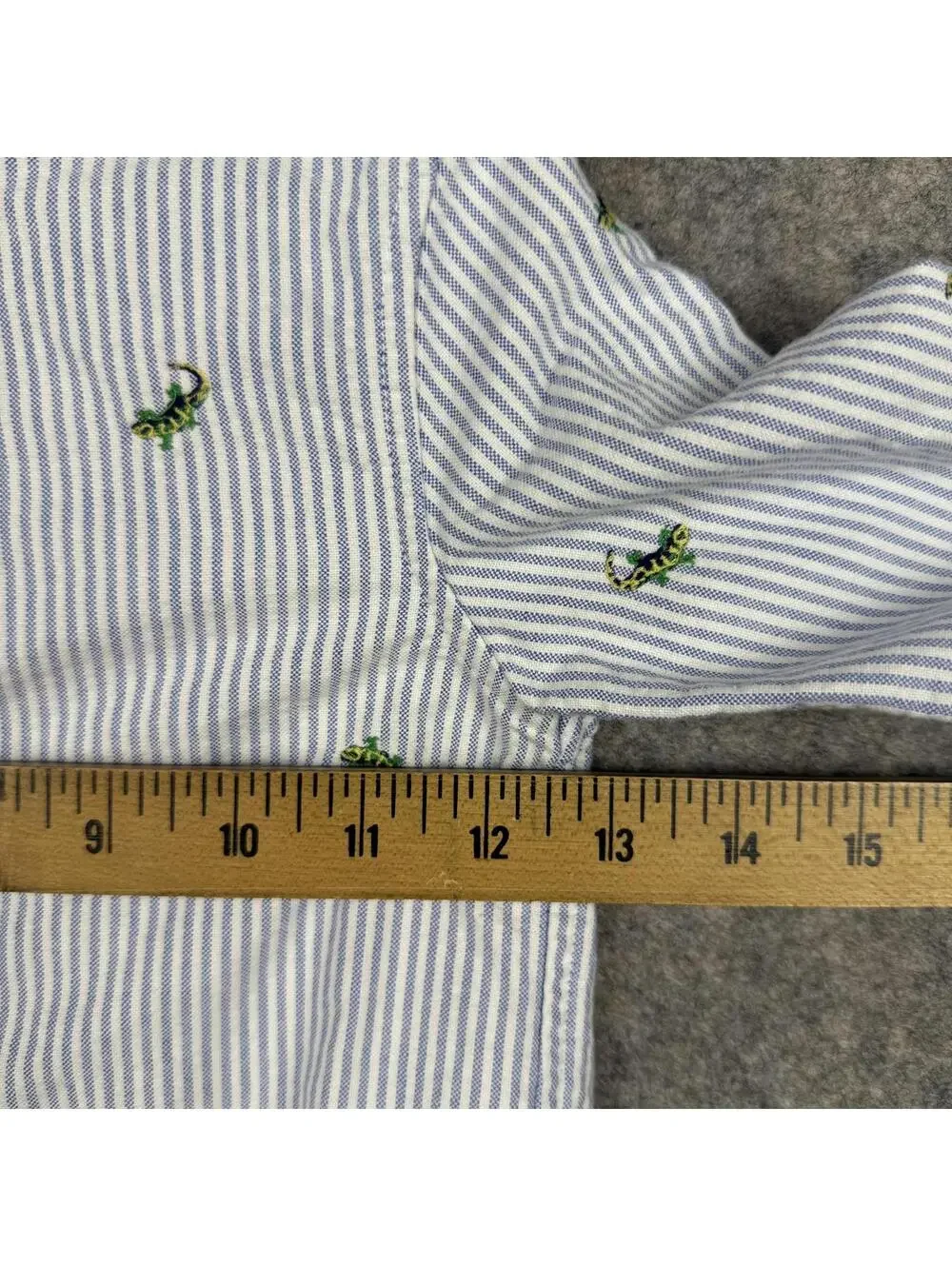 Ralph Lauren Long Sleeve Button Front Shirt Blue White Stripe Lizard 3T 577